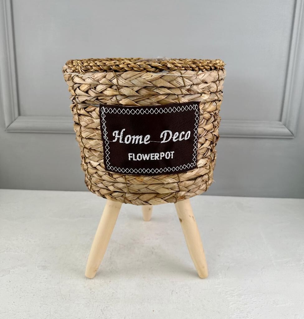 AYAKLI HASIR SEPET SAKSI KÜÇÜK ACIK KAHVE