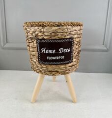 AYAKLI HASIR SEPET SAKSI KÜÇÜK ACIK KAHVE