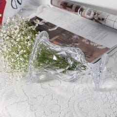 MİNİ BOY KRİSTAL AYAKLI ELMAS CAM VAZO BUHURDANLIK 14 CM