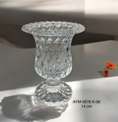 MİNİ BOY KRİSTAL AYAKLI ELMAS CAM VAZO BUHURDANLIK 14 CM