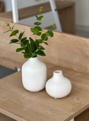 2'Lİ SERAMİK BOHEM MAT VAZO SETİ KREM (ÇİÇEK DAHİL)