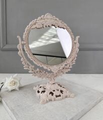 VİNTAGE YUVARLAK MAKYAJ AYNASI AYAKLI ÇİFT TARAFLI