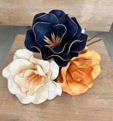 3'LÜ LATEKS EVA ÇİÇEK LACİVERT-KREM-GOLD