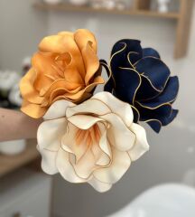 3'LÜ LATEKS EVA ÇİÇEK LACİVERT-KREM-GOLD