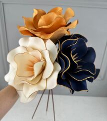 3'LÜ LATEKS EVA ÇİÇEK LACİVERT-KREM-GOLD