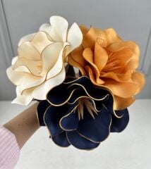 3'LÜ LATEKS EVA ÇİÇEK LACİVERT-KREM-GOLD