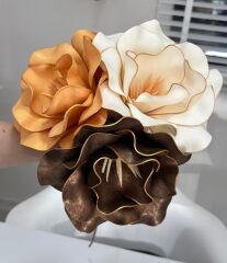 3'LÜ LATEKS EVA ÇİÇEK KAHVE-KREM-GOLD