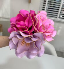 3'LÜ LATEKS EVA ÇİÇEK PEMBE-LİLA-KOYU PEMBE