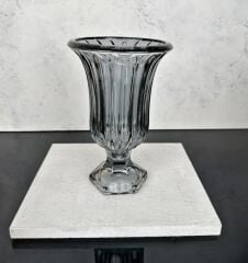 AYAKLI BOMBELİ CAM VAZO FÜME 23x15 CM