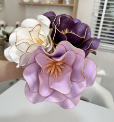 3'LÜ LATEKS EVA ÇİÇEK LİLA-BEYAZ-MOR