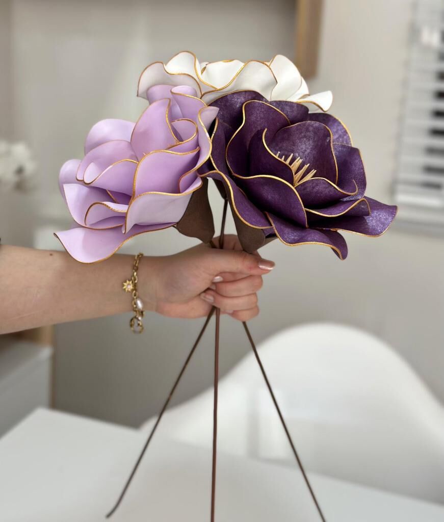 3'LÜ LATEKS EVA ÇİÇEK LİLA-BEYAZ-MOR