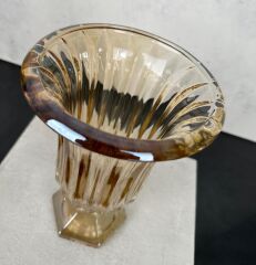 AYAKLI BOMBELİ CAM VAZO GOLD 23X15 CM