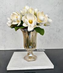 AYAKLI BOMBELİ CAM VAZO GOLD 23X15 CM