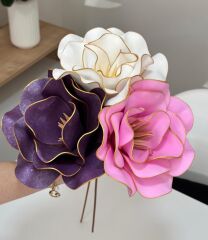 3'LÜ LATEKS EVA ÇİÇEK MOR-BEYAZ-PEMBE