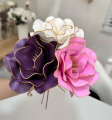 3'LÜ LATEKS EVA ÇİÇEK MOR-BEYAZ-PEMBE