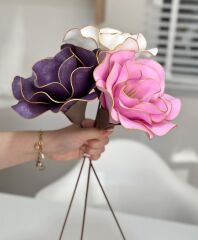 3'LÜ LATEKS EVA ÇİÇEK MOR-BEYAZ-PEMBE