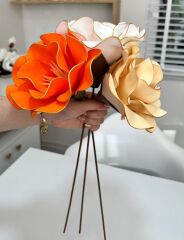 3'LÜ LATEKS EVA ÇİÇEK TURUNCU-BEYAZ-KAVUN İÇİ