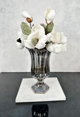 AYAKLI BOMBELİ CAM VAZO FÜME 28X18 CM