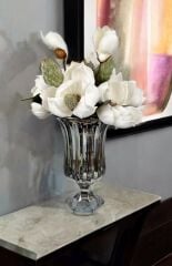 AYAKLI BOMBELİ CAM VAZO FÜME 28X18 CM