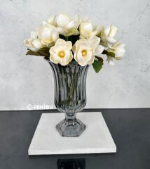 AYAKLI BOMBELİ CAM VAZO FÜME 28X18 CM