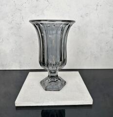 AYAKLI BOMBELİ CAM VAZO FÜME 28X18 CM