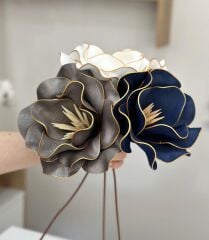 3'LÜ LATEKS EVA ÇİÇEK FÜME-BEYAZ-LACİVERT