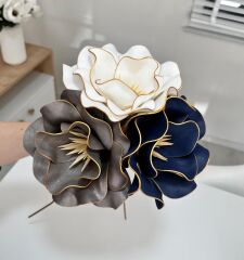 3'LÜ LATEKS EVA ÇİÇEK FÜME-BEYAZ-LACİVERT