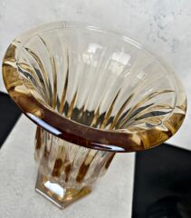 AYAKLI BOMBELİ CAM VAZO GOLD 28X18 CM