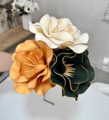 3'LÜ LATEKS EVA ÇİÇEK YEŞİL-KREM-GOLD