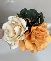 3'LÜ LATEKS EVA ÇİÇEK YEŞİL-KREM-GOLD