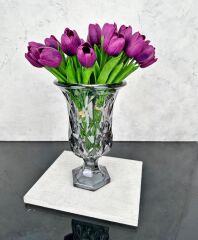 AYAKLI PRİZMA CAM VAZO FÜME 28X18 CM