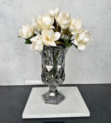 AYAKLI PRİZMA CAM VAZO FÜME 28X18 CM