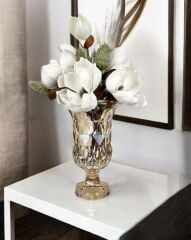 AYAKLI PRİZMA CAM VAZO GOLD 28X18 CM