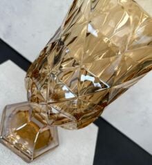 AYAKLI PRİZMA CAM VAZO GOLD 28X18 CM