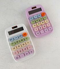 RENKLİ TASARIM MEKANİK TUŞLU HESAP MAKİNESİ BEYAZ RENK