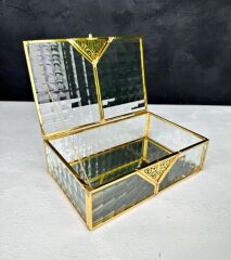 LÜKS PRİZMA CAM MÜCEVHER SÖZ NİŞAN ÇİKOLATA KUTUSU GOLD KÜÇÜK