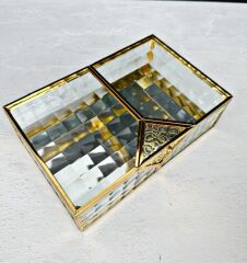 LÜKS PRİZMA CAM MÜCEVHER SÖZ NİŞAN ÇİKOLATA KUTUSU GOLD KÜÇÜK