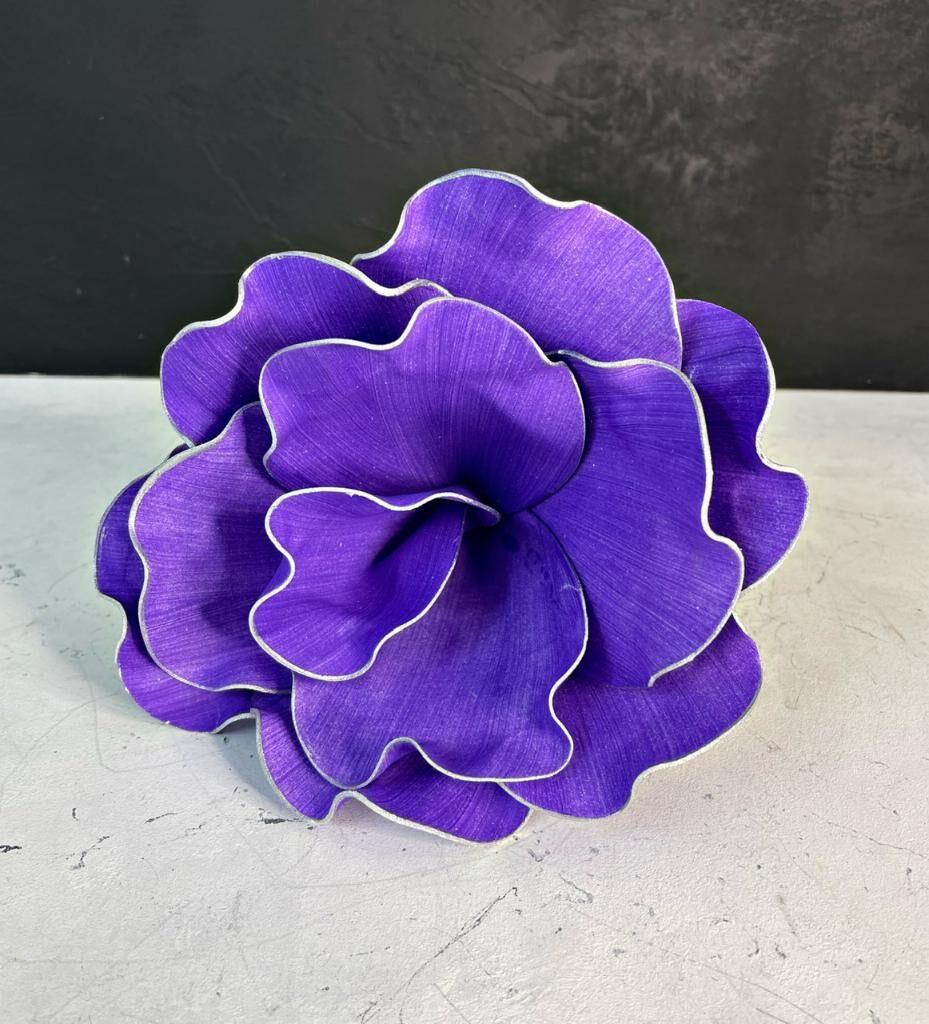 MOR YAPAY LATEKS ÇİÇEK GÜMÜŞ KENAR