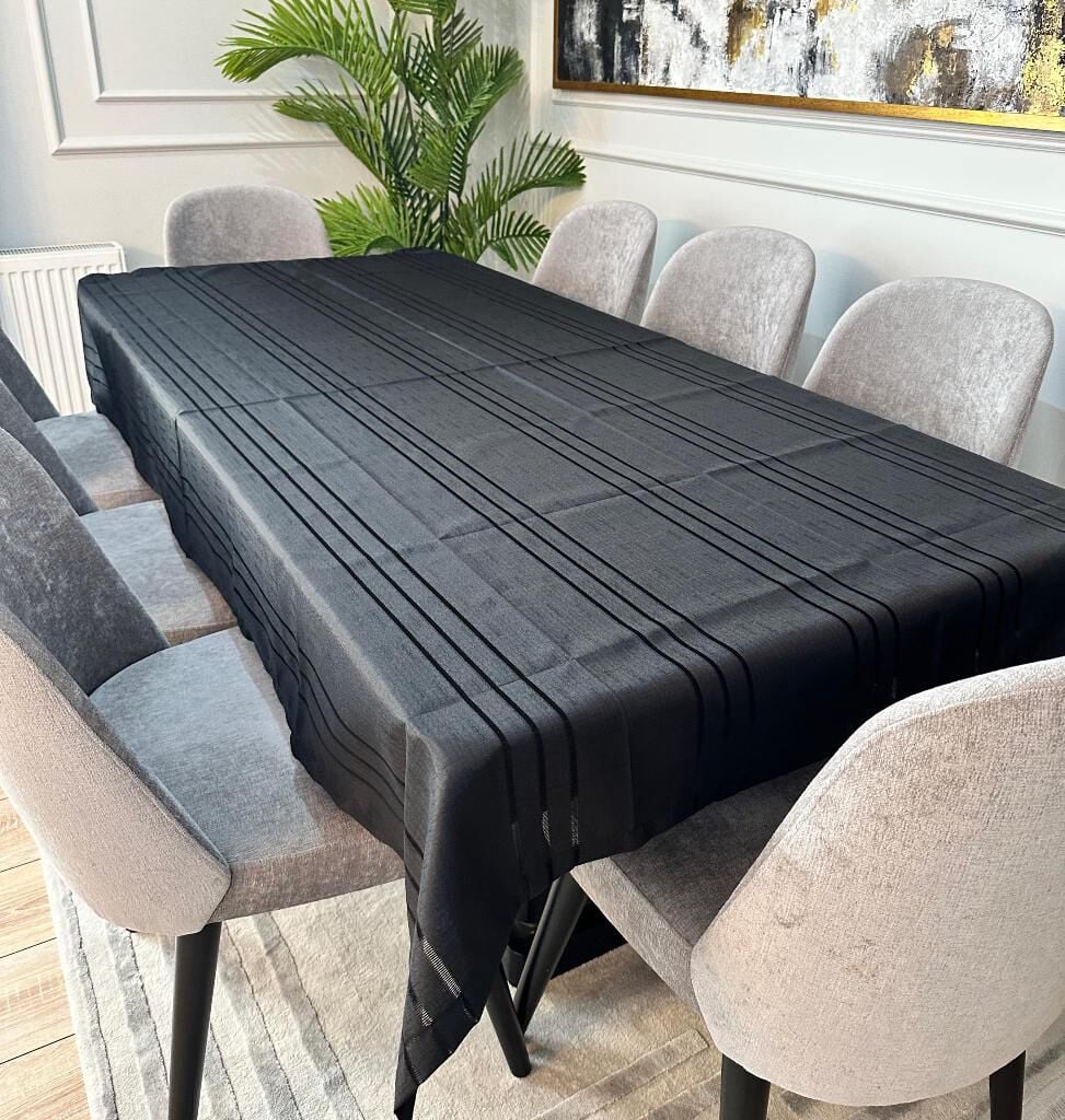 ŞERİTLİ MASA ÖRTÜSÜ SİYAH 160x220 CM