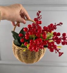 RATTAN ÇİÇEKLİK KAPI DUVAR BALKON SEPETİ KÜÇÜK BOY