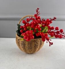 RATTAN ÇİÇEKLİK KAPI DUVAR BALKON SEPETİ KÜÇÜK BOY