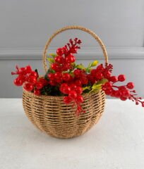 RATTAN ÇİÇEKLİK KAPI DUVAR BALKON SEPETİ BÜYÜK BOY