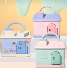 ANAHTARLI STİCKER HEDİYELİ EĞLENCELİ ÇOCUK KUMBARA PEMBE RENK