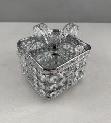 KRİSTAL TAŞLI FİYONK MODEL KARE ŞEKERLİK KUTU GÜMÜŞ