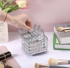 KRİSTAL TAŞLI FİYONK MODEL KARE ŞEKERLİK KUTU GÜMÜŞ