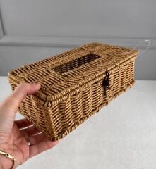 RATTAN HASIR PEÇETELİK ORGANİZER DİKDÖRTGEN SEPET