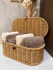 RATTAN HASIR KAPAKLI ORGANİZER KUTU SEPET