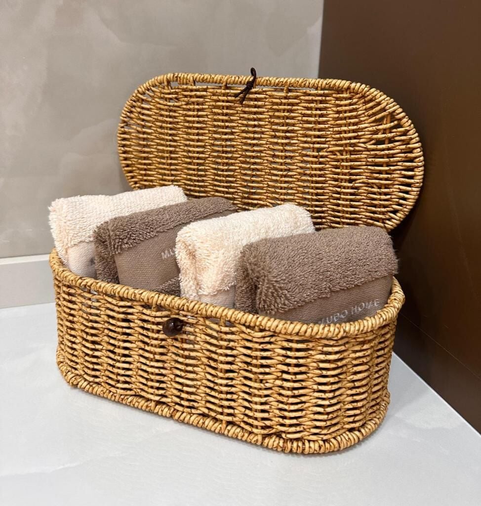 RATTAN HASIR KAPAKLI ORGANİZER KUTU SEPET