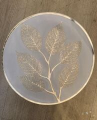 6'LI YUVARLAK LATEKS SUPLA AMERİKAN SERVİSİ YAPRAK DESEN GOLD