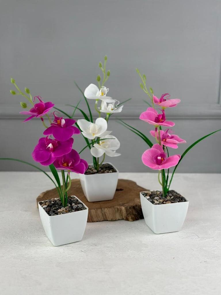 3'LÜ YAPAY MİNİ ISLAK ORKİDE SETİ 30 CM